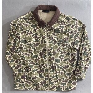 Vintage No Boundaries Jacket Men's XL Duck Camo Corduroy Barn Chore Full Zip Y2K